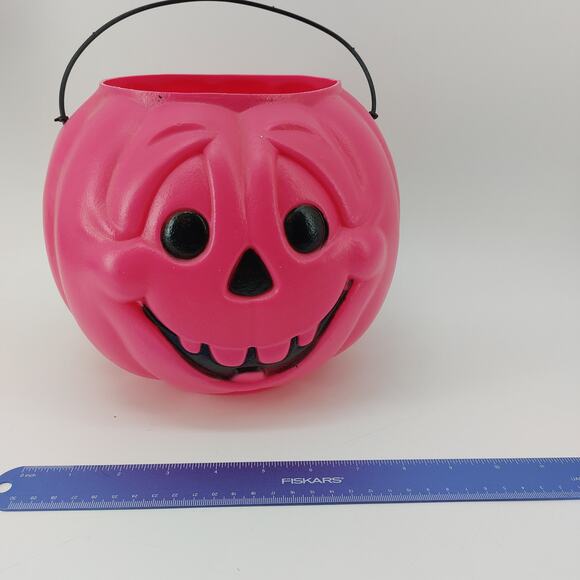 General Foam Plastics Pink Halloween Pumpkin Candy Pail Blow Mold - Picture 6 of 7